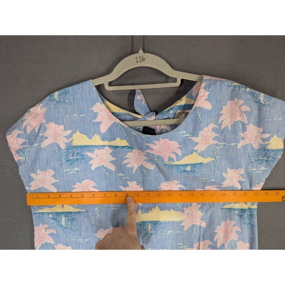 VTG Reyn Spooner Womens S Two Piece Set Hawaiian Blue Floral Print Aloha 60s 70s - Picture 13 of 15